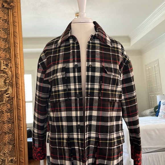 Alice + Olivia Women's White Zazie Plaid Printed Reversible Coat Jacket Size S - Picture 2 of 13